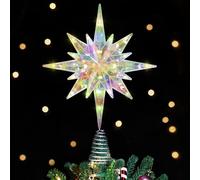 Luxspire Christmas Tree Topper, Lighted Star Tree Topper with USB Plug-in & Remote Control, 11" LED Acrylic Christmas Decorations Light, Xmas Trees Ornament for Home Party, Bethlehem Star-Warm Light