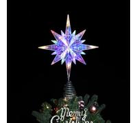 Luxspire Christmas Tree Topper, Lighted Star Tree Topper with USB Plug-in & Remote Control, 11" LED Acrylic Christmas Decorations Light, Xmas Trees Ornament for Home Party, Bethlehem Star-Colorful