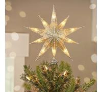 Luxspire Christmas Tree Topper, Lighted Star Tree Topper with USB Plug-in & Remote Control, 9.8" LED Metal Christmas Decorations Light, Xmas Vintage Modern Ornament for Home Party, Champagne Gold