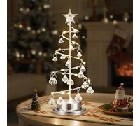 Luxspire Crystal Christmas Tree Light, Spiral Christmas Tree Decorative Lamp, 30 LEDs, Battery Powered, 11 Inch Xmas Table Decoration for Mantel, Dining Table, Night Stand, Silver