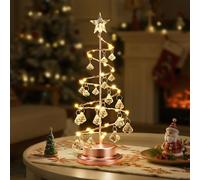 Luxspire Crystal Christmas Tree Light, Spiral Christmas Tree Decorative Lamp, 30 LEDs, Battery Powered, 11 Inch Xmas Table Decoration for Mantel, Dining Table, Night Stand, Rose Gold