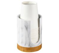 Luxspire Dixie Cup Dispenser, 5-7oz Bathroom Cup Dispenser, Marble Resin Dixie Cup Holder, Disposable Bathroom Paper Cup Holder, Cotton Pad Holder, Guest Bathroom Essentials, Gravel White, 1 Pack