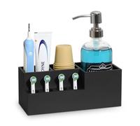 Luxspire Electric Toothbrush Holder, Toothbrush Holders Toothpaste Razor Holder with 4 Electric Toothbrush Head Holder Compatible With Oral B Philips Sonic Toothbrushes Bathroom Organizer, Matte Black