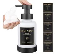 Luxspire Foaming Soap Dispenser, Glass Foam Pump Soap Dispenser, Non-Slip Hand Soap Container with 5 Waterproof Labels, 15 Oz Refillable Liquid Soap Holder for Bathroom & Kitchen, White, 1 Pack