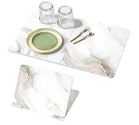 Luxspire Large Stone Drying Mat for Kitchen Counter 24"x16"- Fast-Absorbing Dish Drying Mat Non-Slip Drying Pad for Dishes, Utensils, Cups Waterproof Counter Protector Kitchen Bathroom, Marble Gold