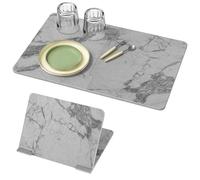 Luxspire Large Stone Drying Mat for Kitchen Counter 24"x16"- Fast-Absorbing Dish Drying Mat Non-Slip Drying Pad for Dishes, Utensils, Cups Waterproof Counter Protector Kitchen Bathroom, Marble Gray