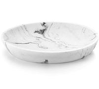Luxspire Marble Soap Dish - Oval Soap Bar Plate & Sponge Holder for Bathroom Vanity, Shower, Sink or Counter Top, White