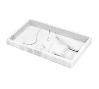 Luxspire Resin Bathroom Vanity Tray Countertop Organizer, M, Marble White