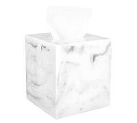 Luxspire Resin Tissue Box Cover, Square Facial Tissue Toilet Paper Wipes Holder Napkin Dispenser for Vanity Car Office Bedroom Bathroom Accessories Bathroom Decor, Cube Kleenex Holder, Marble Pattern