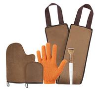 Luxspire Self Tanning Mitt Applicator Kit, 5 in 1 Soft Tanner Mitt Set with Exfoliating Glove, Back Lotion Applicator, Face Makeup Brush, Mini Finger Face Self Tanner Mitt for Lotions, Mousses, Creams