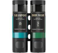 Luxspire Shampoo and Conditioner Dispenser, No Drill Wall Mounted Shower Soap Dispenser 2 Chamber with Waterproof Labels, Easy Refill Soap Dispenser for Bathroom Hotel Kitchen, Black