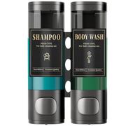 Luxspire Shampoo and Conditioner Dispenser, No Drill Wall Mounted Shower Soap Dispenser 2 Chamber with Waterproof Labels, Easy Refill Soap Dispenser for Bathroom Hotel Kitchen, Gray