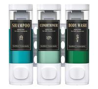 Luxspire Shampoo and Conditioner Dispenser, No Drill Wall Mounted Shower Soap Dispenser 3 Chamber with Waterproof Labels, Easy Refill Soap Dispenser for Bathroom Hotel Kitchen, White