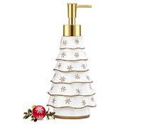 Luxspire Snow Flocked Christmas Tree Soap Dispenser, Christmas Decor Resin Liquid Hand Soap Dispenser Refillable Dish Soap Lotion Bottle Jar No Leak for Kitchen Sink Shower Bathroom Countertop, 300ml