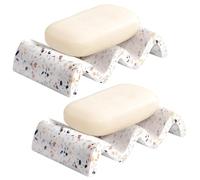 Luxspire Soap Dish, Marble Soap Dish, Self-draining Tray, Soap Holder Saver for Shower, Bathroom, Sink, Kitchen and Countertop, Terrazzo, 2 Pack