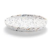 Luxspire Soap Dish, Resin Soap Tray Soap Holder Container Box, Oval Soap Plate Case, Sponge Dish Scrubbers Tray Holder for Bathroom Vanity Shower Kitchen Sink Counter Top, Terrazzo