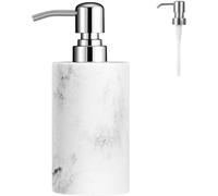 Luxspire Soap Dispenser, Marble Lotion Soap Pump Dispenser Bottle, Refillable Shampoo Container, Decorative Hand Soap Resin Dispenser for Bathroom Countertop, Kitchen, 10.8oz/320ml - White Marble