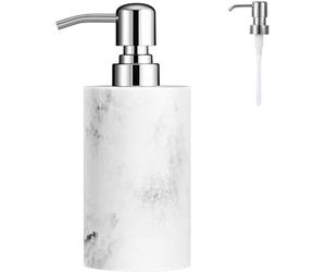 Luxspire Soap Dispenser, Marble Lotion Soap Pump Dispenser Bottle, Refillable Shampoo Container, Decorative Hand Soap Resin Dispenser for Bathroom Countertop, Kitchen, 10.8oz/320ml - White Marble