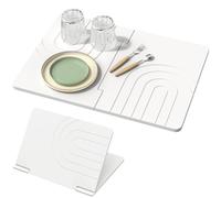 Luxspire Stone Dish Drying Mat for Kitchen Counter 61×40 cm, Fast-Absorbing Drying Mat Non-Slip Detachable Drying Pad for Dishes, Utensils, Cups Waterproof Counter Protector for Kitchen Bathroom,White