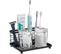 Luxspire Toothbrush Holder, 3-Slot Electric Toothbrush Holder with Detachable Tray, Stainless Steel Holder for Toothbrush Toothpaste Razor, Toothbrush Caddy for Bathroom Countertop Hotels, Black