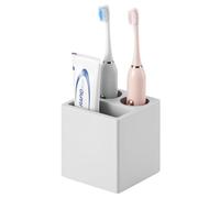 Luxspire Toothbrush Holder, 3 Slots Fast Drying Tooth Brush Holder for Bathroom, Diatomite Electric Tooth Brush and Toothpaste Organizer for Bathroom Kitchen Vanity Countertop, Light Gray