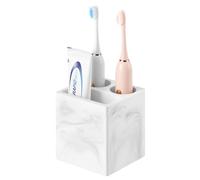 Luxspire Toothbrush Holder, 3 Slots Fast Drying Tooth Brush Holder for Bathroom, Diatomite Electric Tooth Brush and Toothpaste Organizer for Bathroom Kitchen Vanity Countertop, Marble White