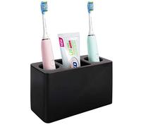 Luxspire Toothbrush Holder, 3 Slots Large Electric Toothbrush Toothpaste Stand, 14x6.5x9.5 cm Resin Decorative Dental Storage for Bathroom Accessories Set Vanity Counter Sink Organizer Caddy - Black