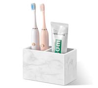Luxspire Toothbrush Holder, Fast Drying Tooth Brush Holder for Bathroom, Diatomite Electric Tooth Brush and Toothpaste Organizer for Bathroom Kitchen Vanity Countertop, Matte Marble White