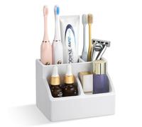 Luxspire Toothbrush Holder, Fast Drying Toothbrush Holders for Bathroom, Diatomaceous Earth Electric Tooth Brush Organizer Toothpaste Holder for Countertop Dresser, Light Gray