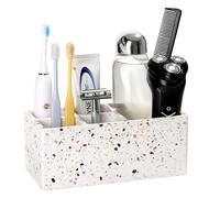 Luxspire Toothbrush Holder for Bathroom, 5 Slots Bathroom Counter Organizer Toothbrush and Toothpaste Holder, Bathroom Accessories for Restroom Bathroom, Terrazzo