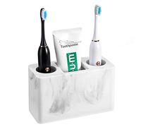Luxspire Toothbrush Holder, Resin, 3 Slots, Gravel White