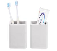 Luxspire Toothbrush Holders 2 Pack, Fast Drying Toothbrush Holders for Bathroom, Diatomite Toothbrush Cups Electric Toothbrush and Toothpaste Holder for Bathroom Countertop, Light Gray