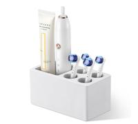 Luxspire Toothbrush Holders, 5 Slots Diatomite Toothbrush Holder for Bathroom, Quick Dry Electric Tooth Brush and Toothpaste Organizer for Countertop, Shower, Vanity, Kitchen, Light Gray