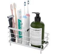 Luxspire Toothbrush Holders, 6 Slots Stainless Steel Tooth Brush Holder with Drainage, Toothbrush Holder for Bathroom Countertop & Kitchen Sink, Bathroom Accessories, Silver