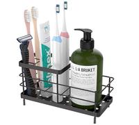 Luxspire Toothbrush Holders, 6 Slots Stainless Steel Tooth Brush Holder with Drainage, Toothbrush Holder for Bathroom Countertop & Kitchen Sink, Bathroom Accessories, Black