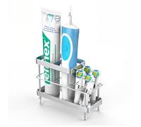 Luxspire Toothbrush Holders for Bathroom, Stainless Steel Electric Toothbrush Head Holder Wall Mounted, Shower Tooth Brush Holder, Bathroom Organizer Essentials, 6 Slots, Silver