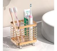 Luxspire Toothbrush Holders for Bathroom, Stainless Steel Electric Toothbrush Holder Wall Mounted, Shower Toothbrush Toothpaste Holder, Bathroom Organizer Essentials, 2 Slots, Rose Gold