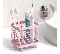 Luxspire Toothbrush Holders for Bathroom, Stainless Steel Electric Toothbrush Holder Wall Mounted, Shower Toothbrush Toothpaste Holder, Bathroom Organizer Essentials, 2 Slots, Pink