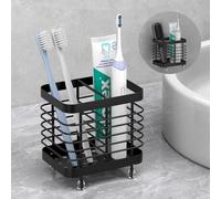 Luxspire Toothbrush Holders for Bathroom, Stainless Steel Electric Toothbrush Holder with Drain Holes, Toothbrush Toothpaste Razor Holder for Shower, Bathroom Accessories, Black
