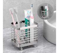Luxspire Toothbrush Holders for Bathroom, Stainless Steel Electric Toothbrush Holder with Drain Holes, Toothbrush Toothpaste Razor Holder for Shower, Bathroom Accessories, Silver