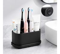 Luxspire Toothbrush Holders for Bathrooms, Silicone, 5 Slots, Black