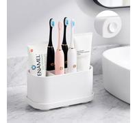 Luxspire Toothbrush Holders for Bathrooms, Silicone, 5 Slots, White