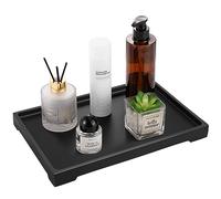 Luxspire Vanity Tray, Bathroom Tray Toilet Tank Storage Holder, Resin Kitchen Sink Trays, Vanity Countertop Organiser for Candles Soap Towel Perfume Holder Dish Decor, Large, Matte Black