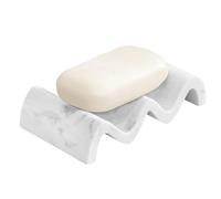 Luxspire Wave Soap Dish, Self-Draining Resin holder, Gravel White