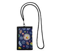 LuxStellar Children's Neck Pouch, Purse, Children's Neck Pouch, Girls, Triple Folded Wallet with Key Ring, Purse for Hanging, Gift for Boys and Girls (Blue Football)