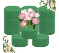 LuxSuki 12 Pack Round Floral Foam Blocks, 8x4cm, Dry Oasis for Artificial Flowers, Wedding Decor, Party Decoration, Craft Projects & DIY Arrangements, Resuable
