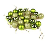 LUXTE 24PCS Christmas Ball Ornaments with Strings - 30mm/1.18-Inch Mini Shatterproof Plastic Christmas Bulbs Baubles, Ball Decoration Ornaments for Xmas Tree Birthday Wedding Party (Green)