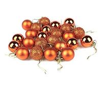 LUXTE 24PCS Christmas Ball Ornaments with Strings - 30mm/1.18-Inch Mini Shatterproof Plastic Christmas Bulbs Baubles, Ball Decoration Ornaments for Xmas Tree Birthday Wedding Party (Bronze)