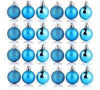 LUXTE 24PCS Christmas Ball Ornaments with Strings - 30mm/1.18-Inch Mini Shatterproof Plastic Christmas Bulbs Baubles, Ball Decoration Ornaments for Xmas Tree Birthday Wedding Party (Blue)