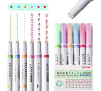 LUXTE Curve Highlighter Pen Set, Dual Tip Pens with 6 Different Shapes, Fine Tips, Assorted Colors, Heart/Flower/Curve/Dotted Line/Slash/Dot, for Writing
